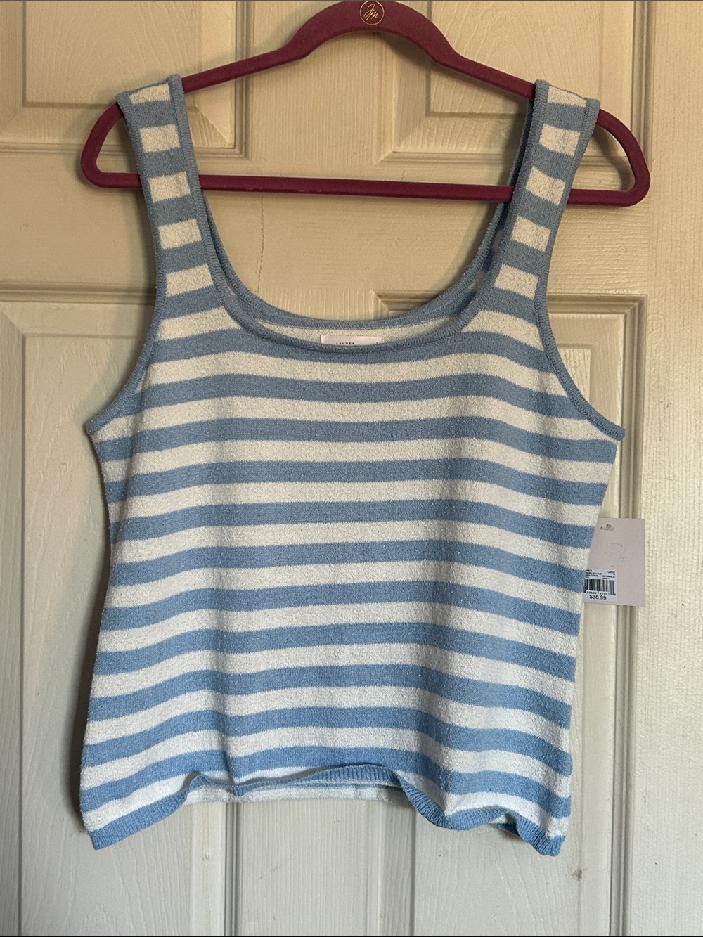 NWT LC Lauren Conrad sky Chandail stripe sweater tank top size large - Picture 2 of 6